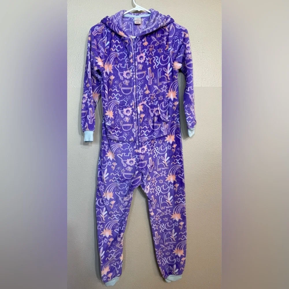 Cat & Jack Purple Kids One Piece with Floral and Cactus Design
